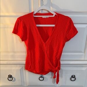 Madewell Vibrant Red Wrap Blouse